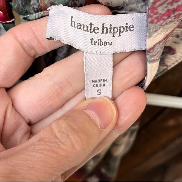 Haute Hippie Tribe Tie Keyhole Multicolored Blouse In Sz S - Picture 3 of 12